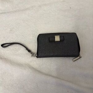 Sparkle grey Black Wristlet Wallet with Bow Accent